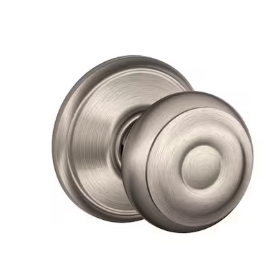 Satin chrome passage door knob without lock